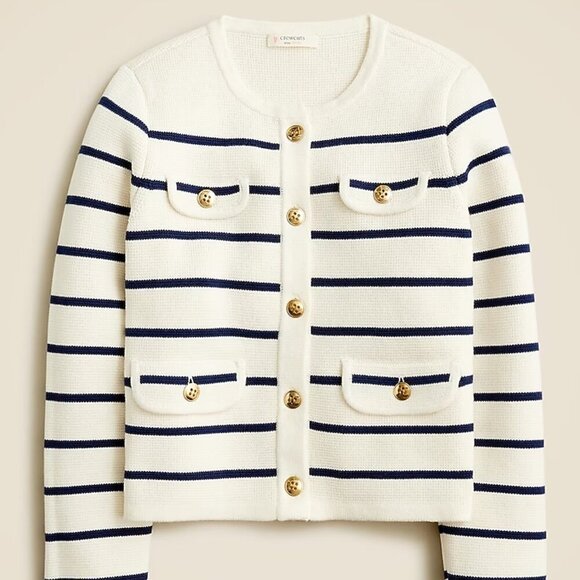 J. Crew  Girls' Emilie sweater lady jacket in stripe Size XS- FLAWED - Picture 1 of 11